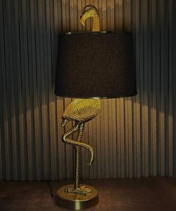 Lampe de table Golden Flamingo avec abat-jour en tissu noir, éclairage décoratif contemporain pour salon - Product Image 2