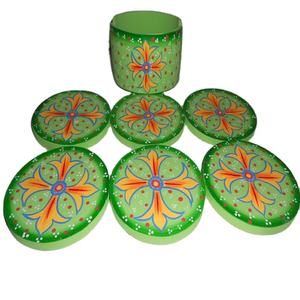 Factory Wholesale <b>Blue</b> Wooden Cup <b>Coasters</b> with Flower Printed Design New Trending for Wedding Parities Home - Product Image 3