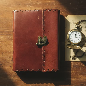 สมุดบันทึกทำมือจากหนังแท้พร้อมตัวล็อค ดีไซน์วินเทจ เหมาะสำหรับการเดินทาง ผจญภัย บันทึกความทรงจำกลางแจ้ง ของขวัญสำหรับการเขียน - Product Image 1