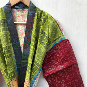 Kimono largo de seda para jardín, bata floral de seda estilo sari, kimono vintage de sari, vestido suave para fiesta en la playa, kimono indio de seda hecho a mano - Product Image 1