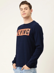 Sweat-shirt à col rond bleu marine pour homme, coupe classique, logo imprimé, pull décontracté, tricot d'automne, 100% coton - Product Image 1