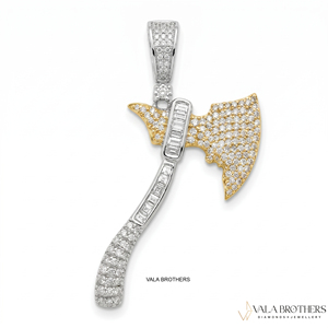 VALA BROTHERS Pendentif Breloque Cœur en Argent 925 Plaqué Rhodium avec Moissanite et Sertissage Griffe, Design Personnalisé Hip Hop, Pierres Givrées, pour Enfants - Product Image 1