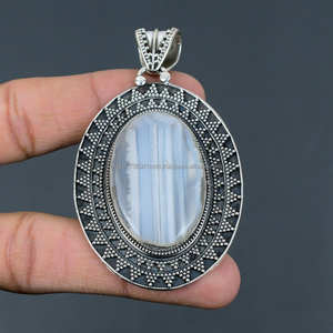 Colgante de Plata de Ley 925, piedra preciosa de ágata Botswana, colgante hecho a mano, colgante de diseñador, regalo para aniversario - Product Image 4