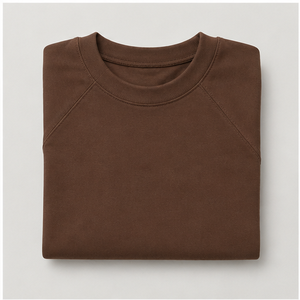 Camiseta de Mujer Marrón con Cuello Simulado, Manga Raglán Tres Cuartos y Corte Holgado WTS-0157 - Product Image 5