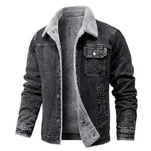 OEM Services High Quality <b>Custom</b> Design Men's <b>Denim</b> <b>Jacket</b> Stand Collar Washed Finish Sherpa Lining Quick Dry 2025 New Design - Product Image 1