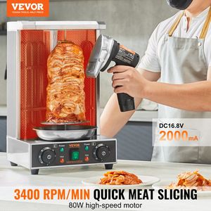 80W elettrico professionale Shawarma coltello Cordless in acciaio inox commerciale giroscopio Cutter per Doner Kebab carne 2 lame 0-8mm - Product Image 2