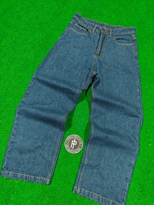 Jeans Baggy Bleu Foncé Empilés pour Hommes – Fabrication de Vêtements de Rue Tendance pour Hommes - Product Image 3