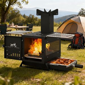 Estufa Portátil de Leña Mini con Soporte para Ollas y Sartenes para Camping y Aventuras al Aire Libre - Product Image 1