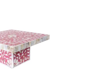 Magnifique support à gâteau en nacre, élégante assiette carrée sculptée en coquillage pour les réceptions de thé et les banquets de luxe - Product Image 2