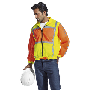 Hi Vis Mesh Bomber <b>Jacket</b> Fluorescent Reflective Safety Workwear Breathable <b>Construction</b> Uniform Summer Safety Coat OEM - Product Image 5