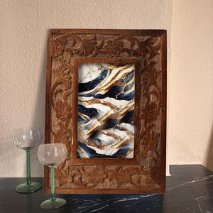 Cadre photo en bois rectangulaire orné fait main pour table, affichage vertical - Product Image 4