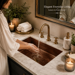 Lavabo rectangulaire en cuivre artisanal, lavabo de salle de bain rustique à poser sur comptoir, lavabo en cuivre de luxe pour la maison et l'hôtel - Product Image 4