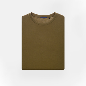 เสื้อยืดคอกลมแขนสั้นสีเขียวมะกอกสำหรับผู้ชาย ทรงปกติ ผ้าเจอร์ซีย์ถักจากผ้าฝ้าย 100% - Product Image 2