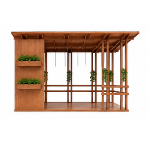 Pérgola Moderna de Madera de Teca Sólida para Exteriores con Jardinera, Gazebo de Lujo para Jardín, Patio, Resort, Villa, Refugio para Patio Trasero - Product Image 3