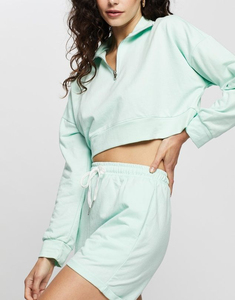Wholesale Custom Breathable Button Fleece Sweat Shorts 100% Cotton High Quality Quick Dry Eco-Friendly High Waist Gym Women's - Product Image 4