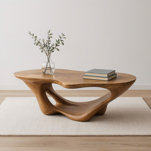 Mesa de Centro de Madera Creativa OEM/ODM, Moderna, Minimalista, Duradera, Redonda, de Madera Sólida para Sala de Estar, Directo de Fábrica - Product Image 4