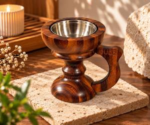 Quemador de incienso árabe de madera marrón premium con cuenco de metal, hecho a mano, para decoración del hogar árabe, regalos de Ramadán - Product Image 4