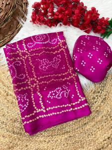 Sari Tradicional de Satén Georgette con Estampado Digital para Mujer, Ropa Étnica de Secado Rápido, Saree Shari de Seis Metros con Blusa - Product Image 1
