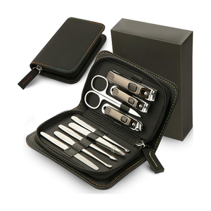 Premium 10 Piece <b>Manicure</b> Pedicure <b>Kits</b> Stainless Steel Nail Care Tools with Portable Leather Case Factory Wholesale - Product Image 1