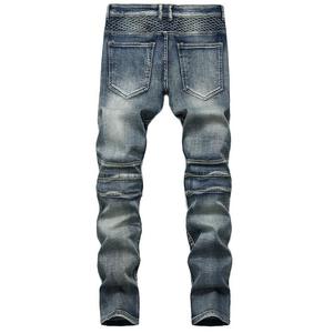 TITAN TREAD WEAR Jeans de moto para hombre, corte recto, denim lavado a la piedra, remaches, cintura alta, frente plano, algodón transpirable - Product Image 6