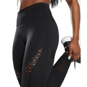 High Waist Seamless Yoga Leggings Full Length Black <b>Mesh</b> Detail Breathable Athletic <b>Pants</b> Women Workout Fitness Training - Product Image 5