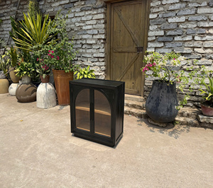 Mueble de Madera de Pino Vintage de Lujo con Puertas de Vidrio, Dos Puertas, Almacenamiento Duradero para Sala de Estar, Roble, Pino, Nogal. - Product Image 1