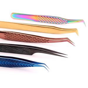 Ensemble de pinces à cils en acier inoxydable de haute qualité Outils de beauté de précision Pince à épiler pour extension de cils Marque privée - Product Image 4
