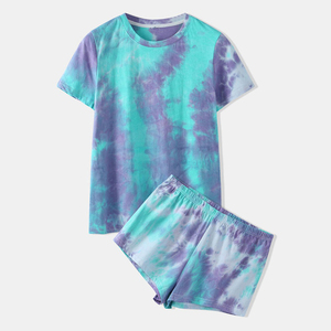 Women's Spring Solid Casual Eco-Friendly <b>Tie</b> <b>Dye</b> Cotton Short Sleeve T-Shirt and Shorts <b>Set</b> Plus Size Twin <b>Set</b> for Sports - Product Image 3