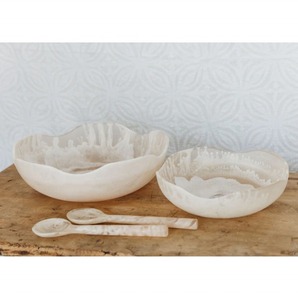 European Style Resin Eco-Friendly Salad Bowl Server Set Polished <b>Serving</b> Bowls with <b>Spoons</b> for Party Home Decoration - Product Image 1