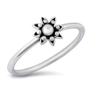 Última moda joyería fina estilo único flor anillo liso 925 plata esterlina flor diseño anillo rodio plateado joyería - Product Image 1
