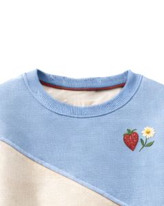 Sudadera Personalizada para Mujer en Bloques de Color Azul Cielo y Rojo, Sudadera Casual de Invierno con Cuello Redondo de Felpa Suave y Detalle de Bordado - Product Image 5