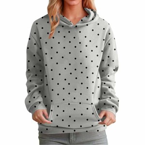 Sudadera con Capucha de Mujer, Color Amarillo Claro con Puntos, Informal, de Algodón Tejido, con Bolsillos, Corte Regular, para Otoño - Product Image 2