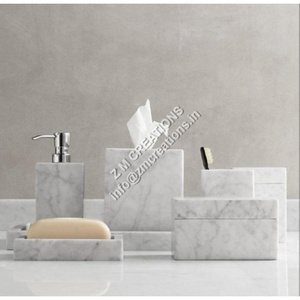 Ensemble de salle de bain en marbre moderne de haute qualité, personnalisable, cinq pièces, imperméable, facile à nettoyer, pour la maison et les hôtels - Product Image 3