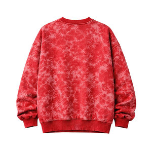 OEM Custom Printed Red Acid Wash <b>Sweatshirt</b> Oversized Fit Crew Neck Pullover Soft Cotton Blend Casual Streetwear Apparel - Product Image 3