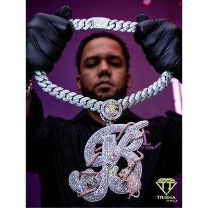 Luxury Initial Letter Pendant With <b>Snake</b> Moissanite Diamond 925 Sterling <b>Silver</b> Hip Hop <b>Chain</b> Personalized Jewelry Wholesale - Product Image 4