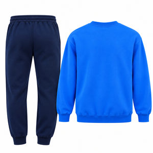 Ensemble de survêtement décontracté pour homme en polyester et coton, sweat-shirt bleu et pantalon de jogging, deux pièces - Product Image 2