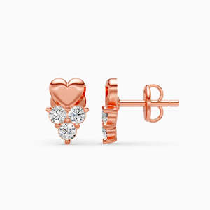 JEWELLERY PLANET Boucles d'oreilles clous classiques en or 10K plaqué rhodium, motif fleur, zircon rouge taille coussin, accents de diamants, unisexe, romantiques CMA - Product Image 3