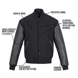 Blouson bomber tricoté imperméable noir grande taille pour homme, mélange de laine, vêtement d'extérieur décontracté à boutons - Product Image 4
