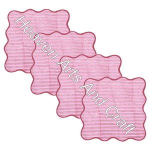 4 Pcs Square Scallop Napkins Set Cotton <b>Block</b> Print Fabric Washable - Product Image 3