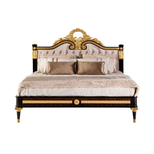 Juego de Dormitorio de Lujo Premium en Madera de Caoba Sólida, Diseño Europeo, Tallado a Mano, con Mesitas de Noche y Tocador, para Apartamento, Hotel o Villa - Product Image 4