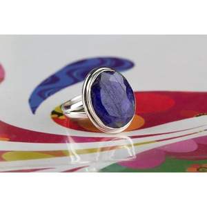 แหวนสตริงอัญมณี Lapis Lazuli คุณภาพดีที่สุดในรูปแบบฮวงจุ้ยอาเกตรัก - Product Image 4