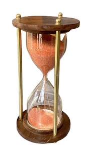 นาฬิกาทรายสไตล์โบราณ ทำจากไม้และทองเหลือง สำหรับตกแต่งบ้าน สำนักงาน โต๊ะทำงาน และของตกแต่งสไตล์วินเทจ - Product Image 5