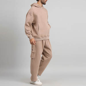 Conjunto de Chándal Cómodo de Algodón Suave, Estilo Urbano, con Capucha, Color Liso, Ajuste Regular, Precio Mayorista - Product Image 2