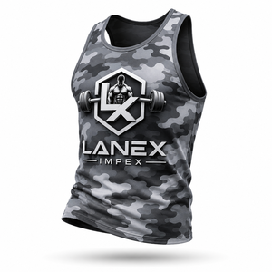 Custom Men Gray Camo Gym Tank Top Sublimation Fitness Stringer Vest Bodybuilding Sleeveless Workout Training Sportswear Apparel - Product Image 2