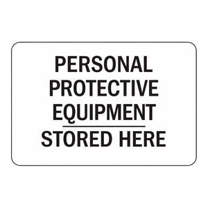 Letrero Reflectante de Seguridad Laboral con la Frase 'PPE Almacenado Aquí', 7x10 Pulgadas, para Sitios de Trabajo Industriales y Laboratorios - Product Image 1