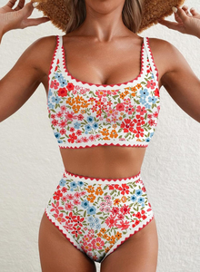 OEM ODM Custom Logo Women's Two Piece Strapless Casual <b>Set</b> Solid <b>Knitted</b> Polyester Cotton Summer Fashion Crop Top Wide Leg - Product Image 2