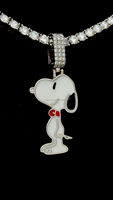 Mignon assis chiot chien émail pendentif colliers pour femmes enfants Animal de compagnie fidèle ami 925 étourneau bijoux en argent pendentif