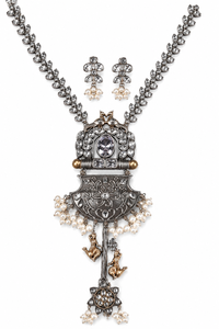 Conjunto de Collar y Pendientes de Latón Chapado en Oro de Dos Tonos con Colgante de Pavo Real para Mujer, Estilo Romántico, Engaste de Bisel con Zirconia, para Boda y Compromiso - Product Image 4