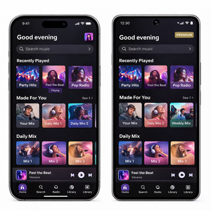 Aplicación móvil de transmisión de música ROYALCRAFT, escucha canciones en línea, lista de reproducción, radio, reproductor de audio, aplicación de música - Product Image 1