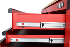Wholesale 142cm Matte Red 10 <b>Drawer</b> Electric Tool Cabinet with Wooden Top for <b>Workshop</b> Garage Use - Product Image 6